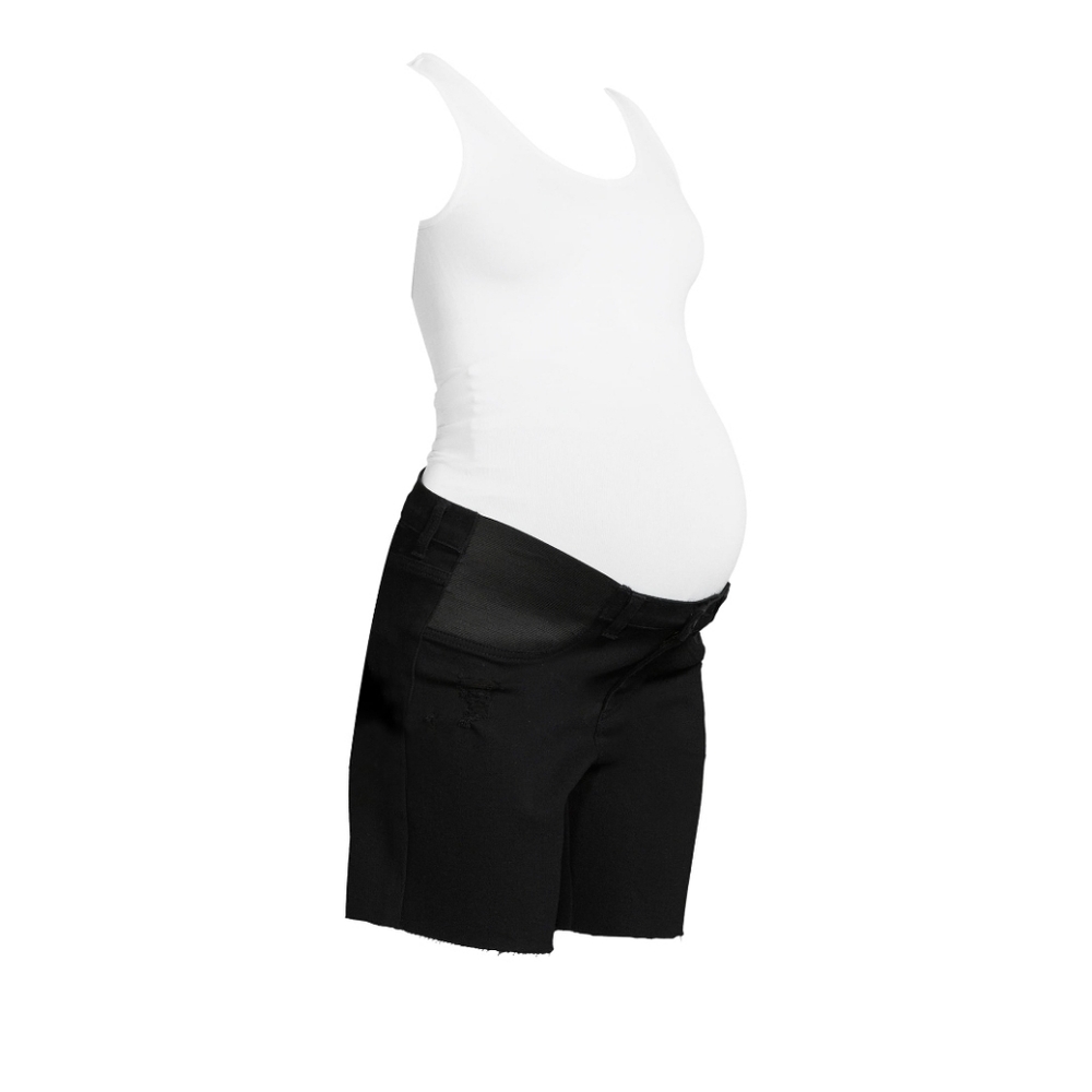 XXL Time and Tru Women's Maternity Black Wash Denim Bermuda Shorts